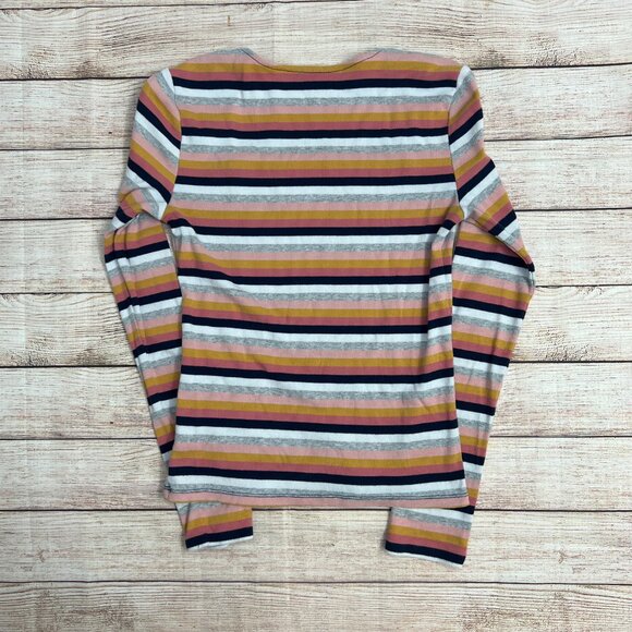 Aeropostale Multi-Color Striped Ribbed Long Sleeve Top Boatneck Large - Picture 2 of 11